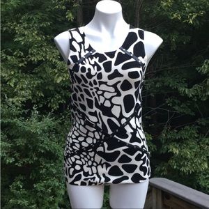 Boston Proper black and white spotted studded tank size S